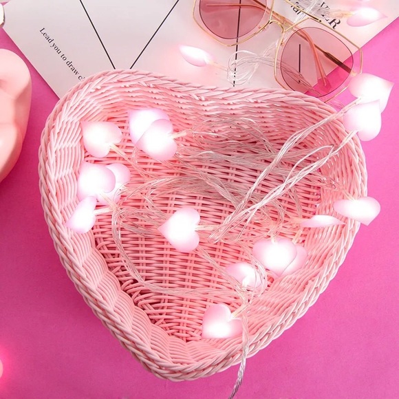 Led heart string Lights cute love home room decor pink blue wall decoration - Picture 4 of 12